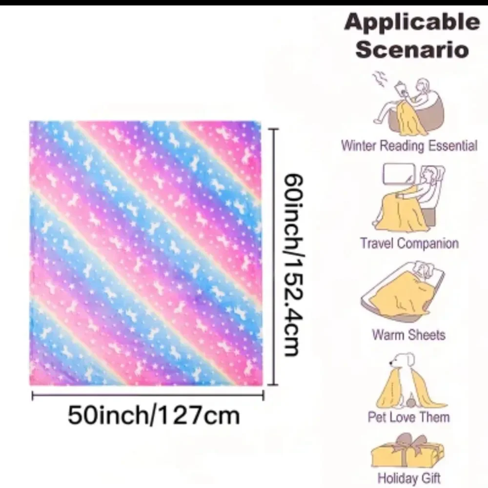 Unicorn glow in the dark throw blanket